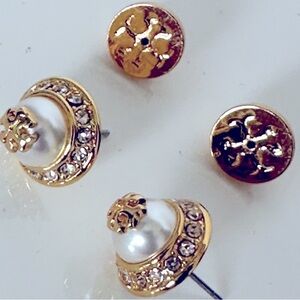 ❌Price Drop ❌NWT TORI BURCH STUD NATALIE CRYSTAL PEARL EARRINGS.